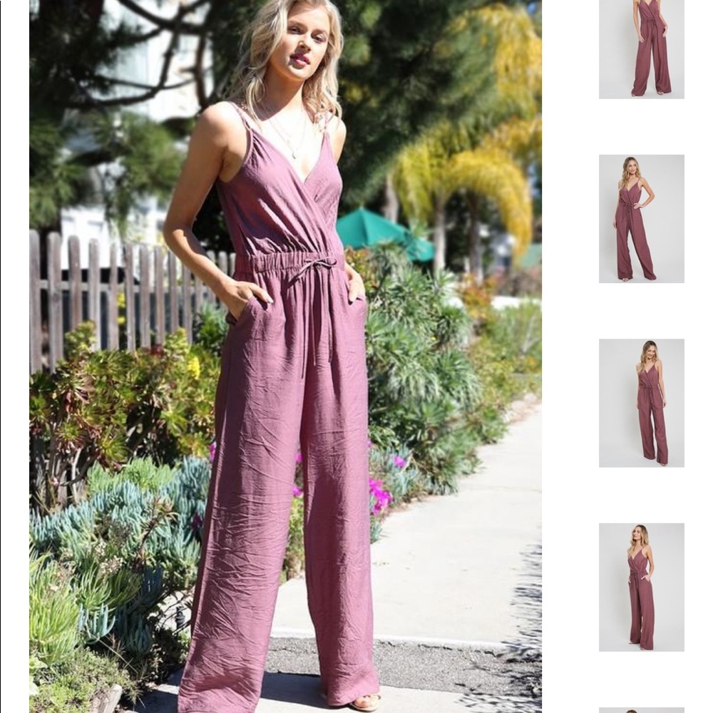 Purple V Neck Jumpsuit